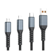 Дата кабель USB 2.0 AM to Lightning + Micro 5P + USB-C 1.2m 100W nylon black XoKo (SC-3100)