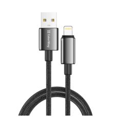 Дата кабель USB 2.0 AM to Lightning 2.0m 3A zinc alloy braided black ColorWay (CW-CBUL099-BK)