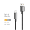 Дата кабель USB 2.0 AM to Lightning 2.0m 3A zinc alloy braided black ColorWay (CW-CBUL099-BK)