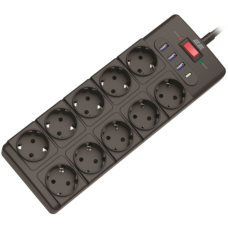 Сетевой фильтр питания 2E 2E-SP10M3USBBK 10m (2E-SP10M3USBBK)