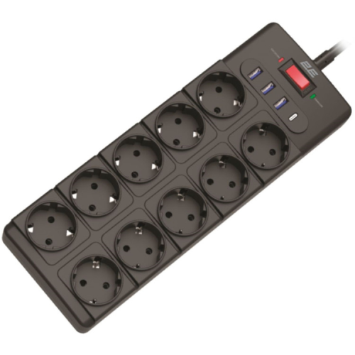 Сетевой фильтр питания 2E 2E-SP10M3USBBK 10m (2E-SP10M3USBBK)