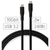 Дата кабель USB-C to USB-C 2.0m UBS3.2 Gen2 10G 240W Chip Silicon Black Vinga (VCPDCCC3242SB)