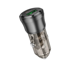 Зарядний пристрій BOROFONE 1xUSB-C PD + 1xUSB 38W car adapter transparent black (6941991106965)
