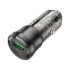 Зарядний пристрій BOROFONE 1xUSB-C PD + 1xUSB 38W car adapter transparent black (6941991106965)