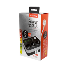 Мережевий фільтр живлення ColorWay CW-CHЕ36B, 3 розетки/6USB Black 1.8M (CW-CHE36B)