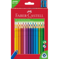 Олівці кольорові Faber-Castell JUMBO Triangular Junior, 30 кольорів тригранні + точилка, 116530 (12392)
