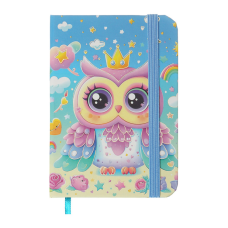 Книга записна ZiBi Owl A7 в клітинку тверда обкладинка на гумці 80 аркушів, блакитна (ZB.117102)