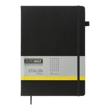 Книга записна Buromax Etalon 210x295 мм 96 аркушів в клітинку обкладинка зі штучної шкіри Чорна (BM.294160-01)