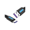 Дата кабель USB 2.0 AM to USB-C 0.5m 5.0A (25W) PVC black VENTION (CORBD)