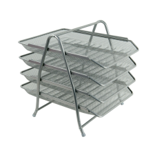 Лоток для паперів Axent горизонтальний 4-в-1, металевий, срібний (2129-03-A)