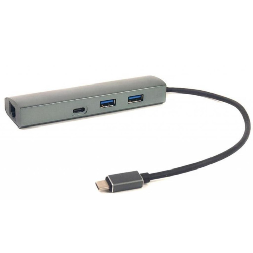 Порт-реплікатор PowerPlant Type-C USB 3.1 -> 2*USB3.0, Type-C USB3.1, Gigabit Ethernet (CA910557)