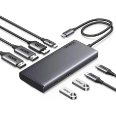 Концентратор Ugreen USB-C to 2xUSB 3.2 + 2xUSB-C 3.2 + 2xHDMI + DP 4K60Hz + PD 100W CM639 gray (35625)