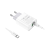 Зарядний пристрій HOCO C80A Rapido 1xUSB-C PD20W + 1xUSB QC3.0 + cable USB-C to USB-C White (6931474740533)