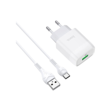 Зарядний пристрій HOCO C72Q Glorious USB QC3.0 + cable USB to USB-C 18W White (6931474732552)
