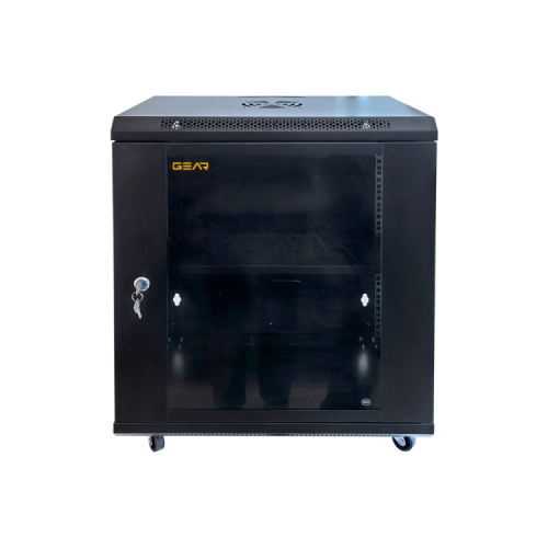 Шафа настінна GEAR 12U 19'' 600x600x600 мм, + полка 19", black (GWMSN-12U-600-600)
