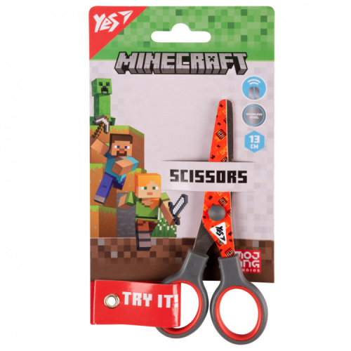 Ножиці Yes Minecraft 13см з принтом на лезі червоні (480424)